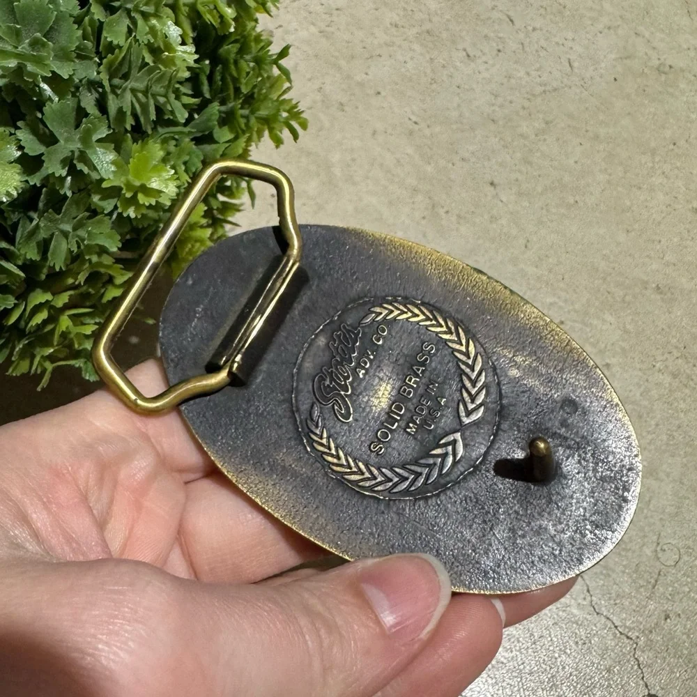 Shell Pipeline Safety‎ Belt Buckle Solid Brass Vintage Metal Western Festival